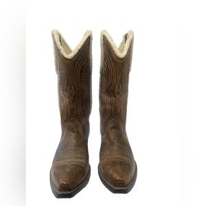 ARIAT Women Cowboy Western Boot Sz 9 10025068 Brown Sherpa Lined Pink Stitched